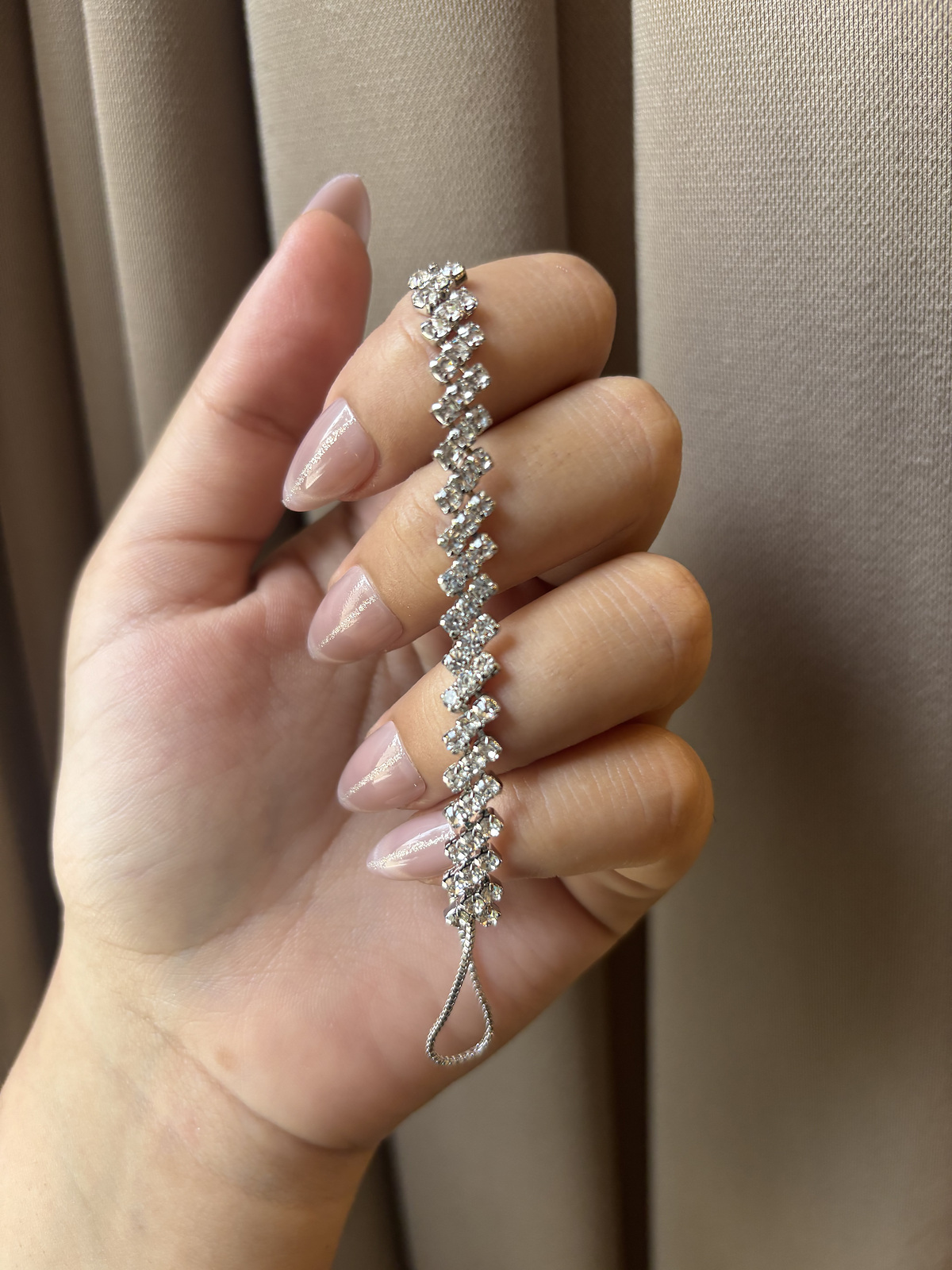 Zig-Zag Rhinestone Adjustable Bracelet