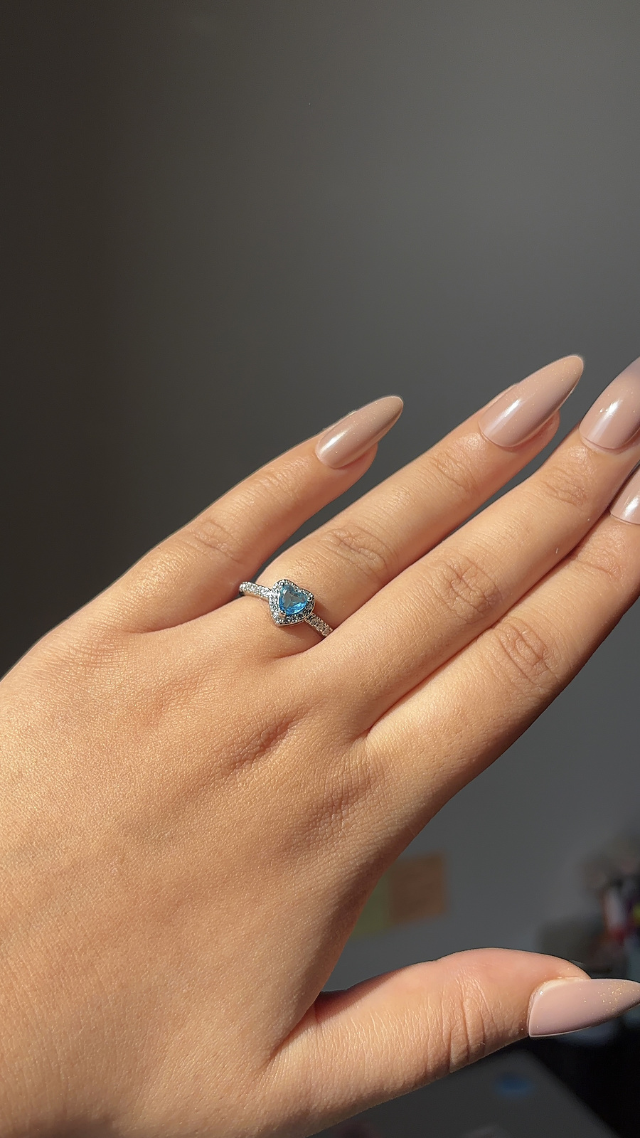 Elevated Princess Blue Heart Ring