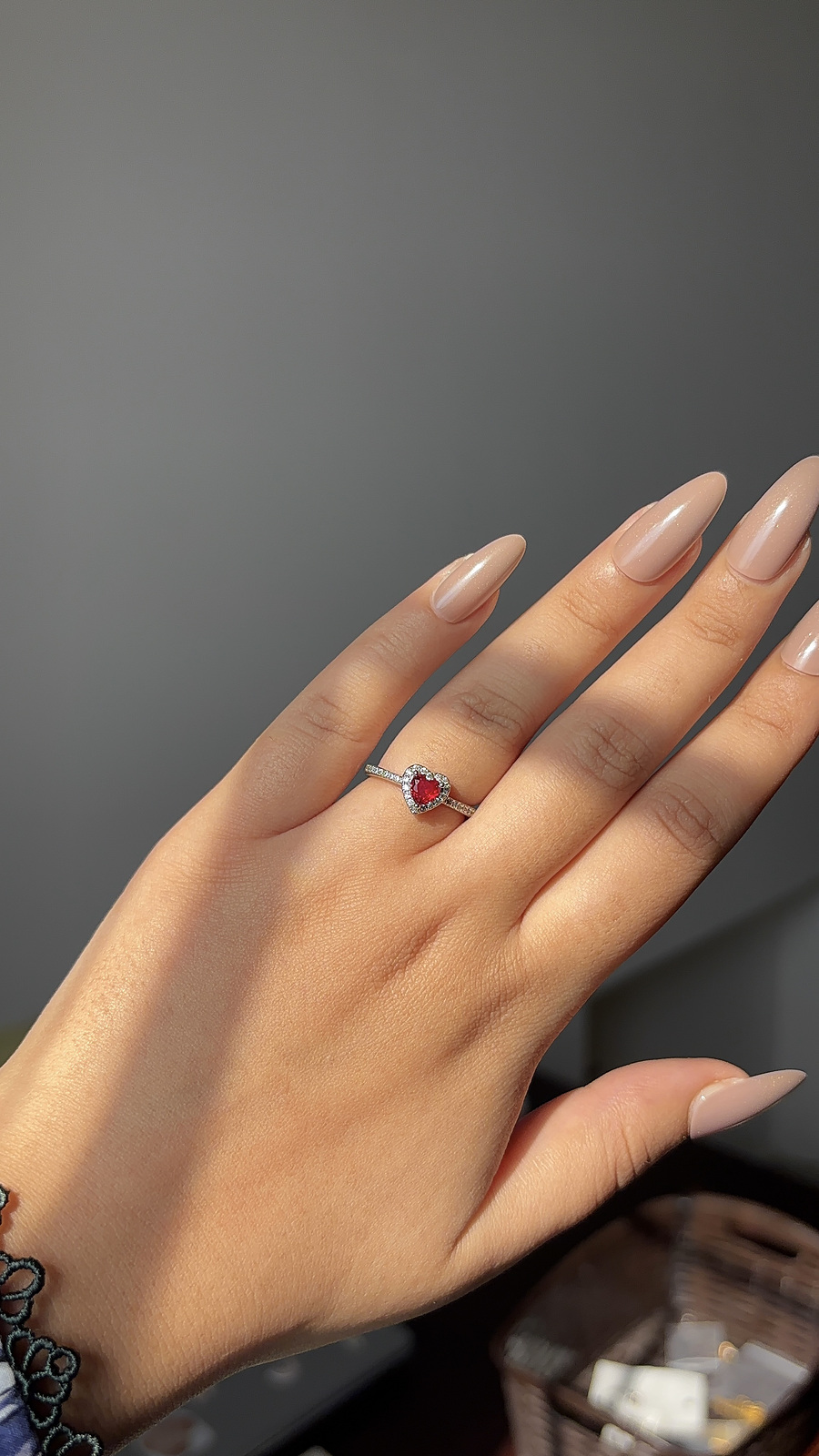 Elevated Red Heart Ring