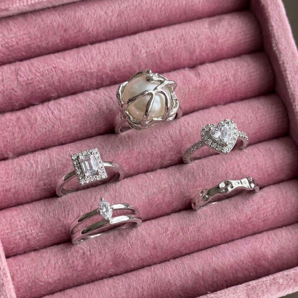 Silver Love 5-Piece Ring Set