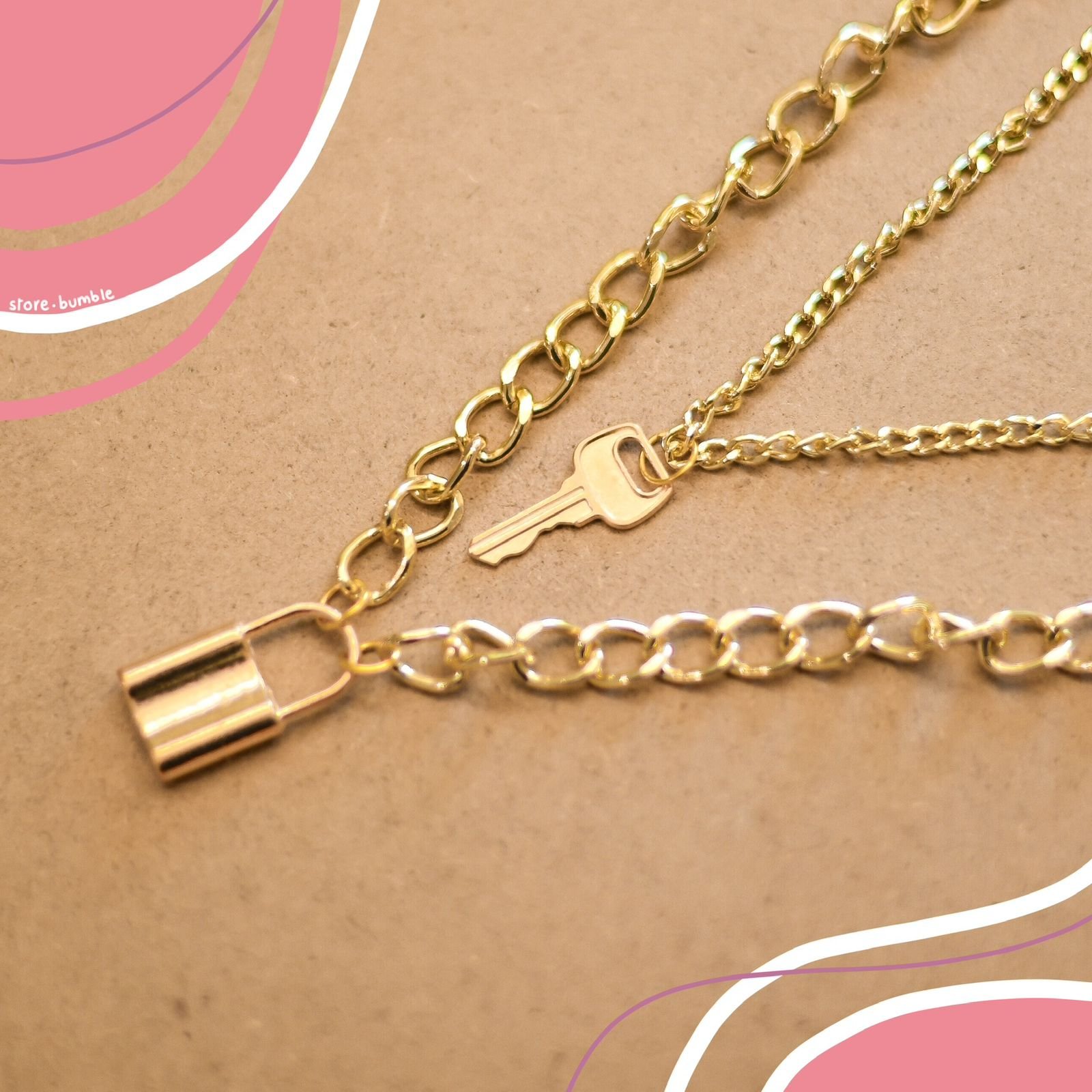 Chunky Cuban Lock &amp; Key Necklace