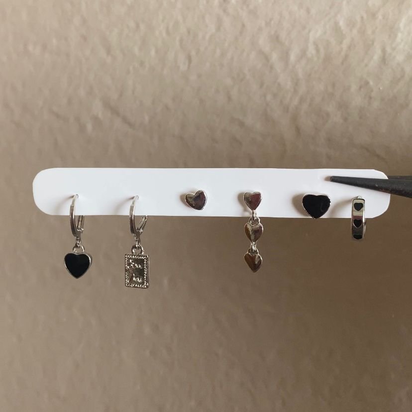 Ink Heart Earrings (Set of 6)