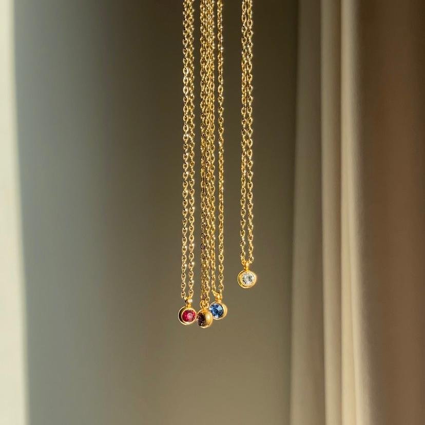 Birthstone Necklace (Stainless Steel)