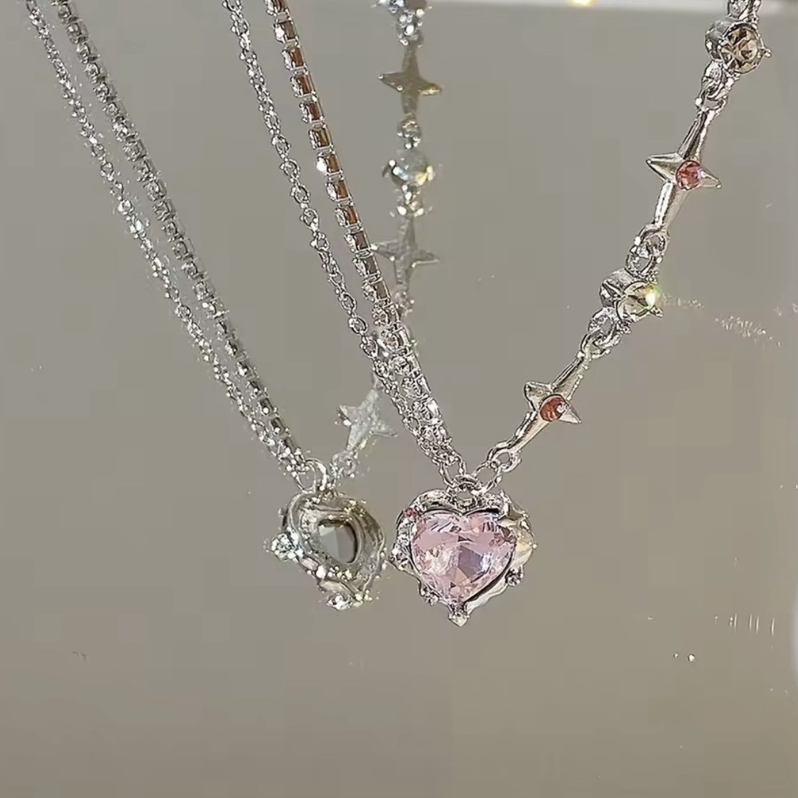 Cyber Crystal Necklace (Pink)