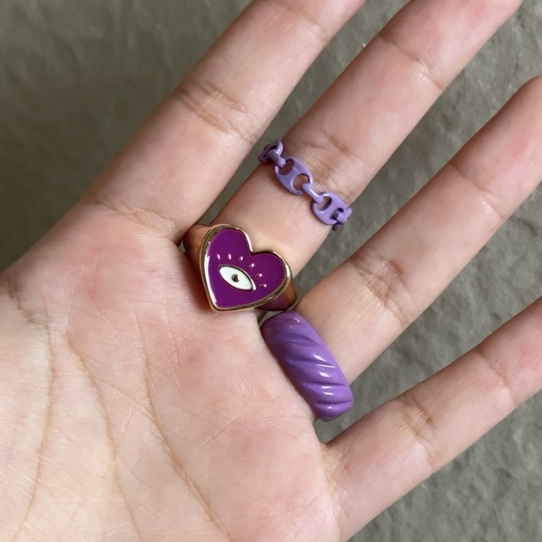 Grape Enamel Rings Set