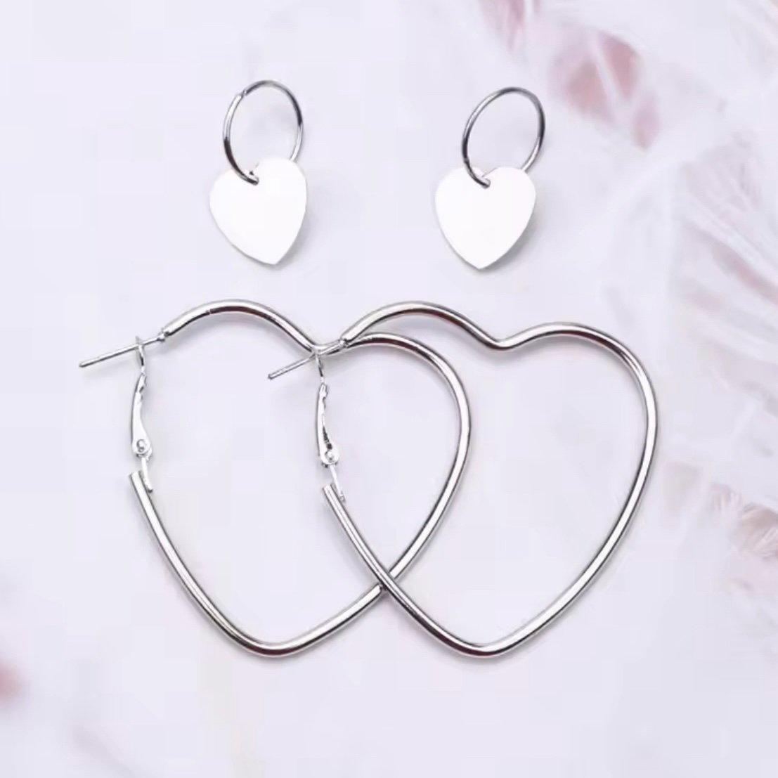 Double Heart Hoops Set