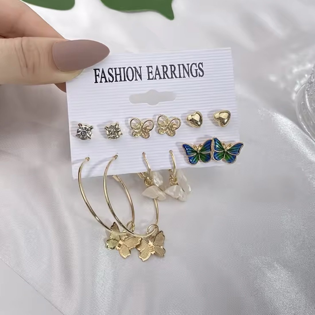Triple Butterfly Earrings Set