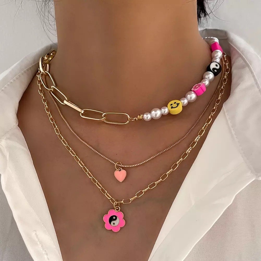 Retro Pink Y2K Necklace Collection