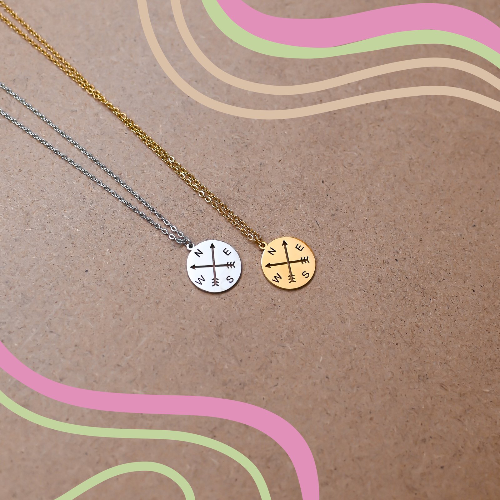 Compass Necklace (Stainless Steel)