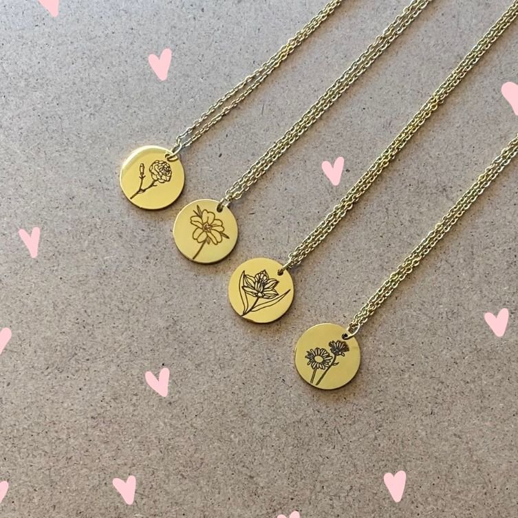 Birth Flower Necklace (Stainless Steel)