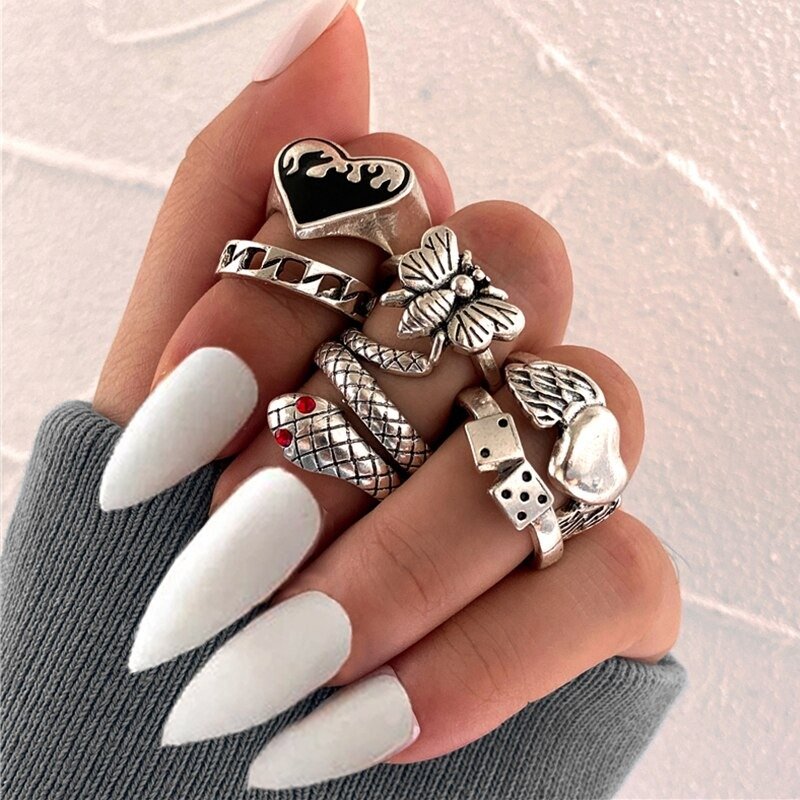 Edgy Python Rings Set