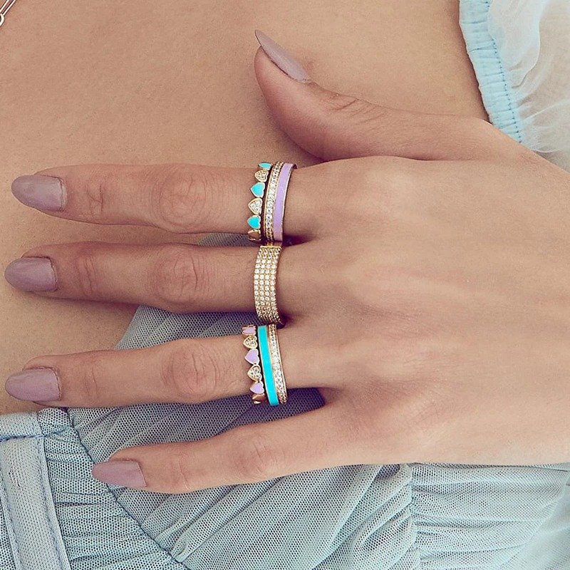 Pastel Candy Heart Rings (Set of 2)
