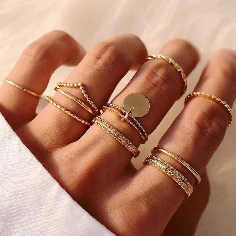 Golden Disc Rings Set — image 1