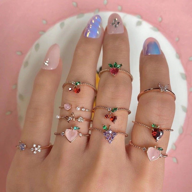 Rings with fruits on them